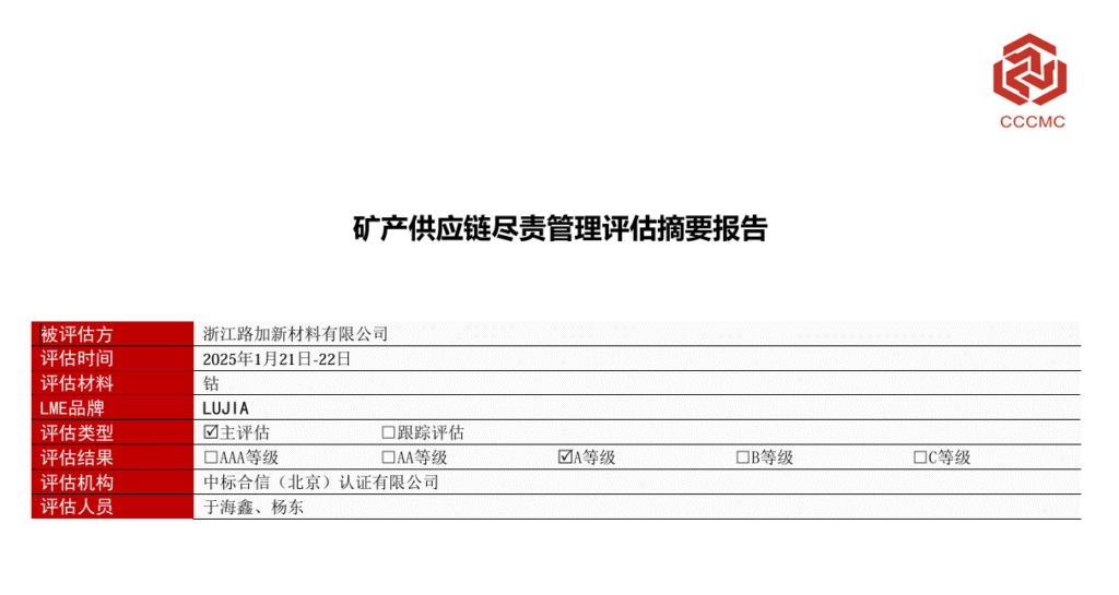 2024年浙江路加新材料有限公司镍供应链尽责管理评估摘要报告